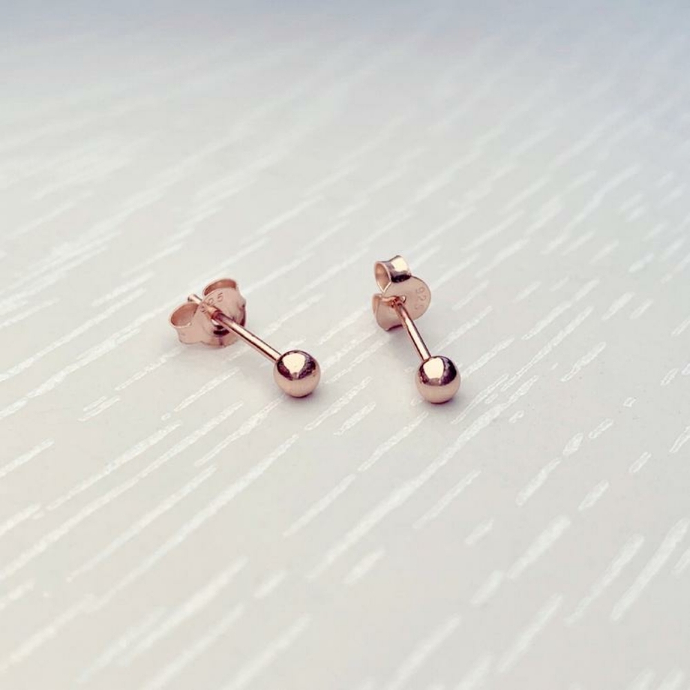 PRIMROSE Rose Gold Ball Stud Earrings - Picture 3 of 9